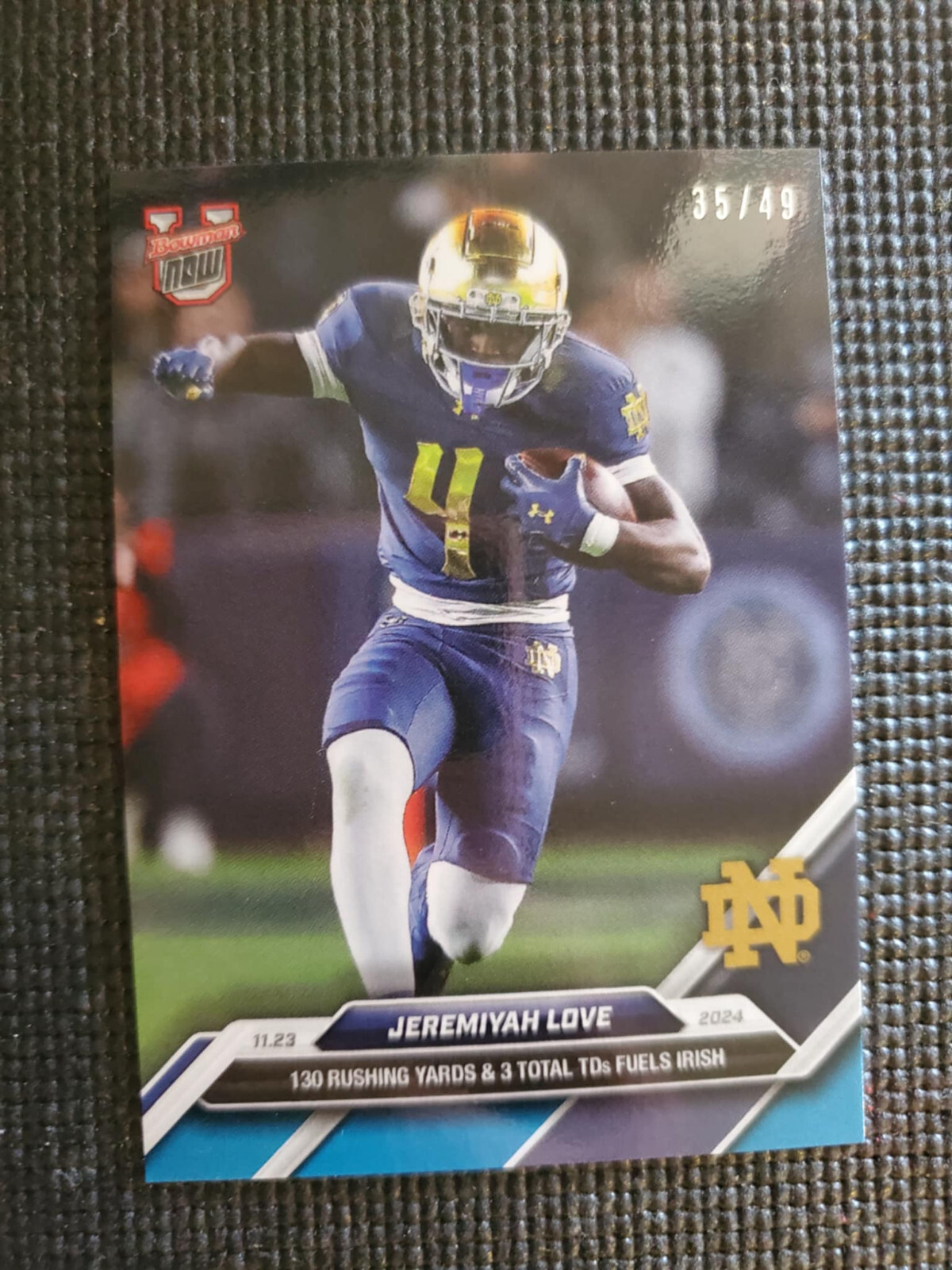 Jeremiyah Love 2024 Bowman U NOW Football Card 45 Blue Parallel 35/49