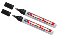 2X Edding 3000 Permanentmarker Filzmarker Rundspitze 1,5 -3Mm Wasserfest Schwarz