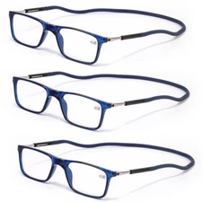 3 Units Portable Magnetic Neck Reading Glasses pc Full Frame  Unisex for Reader