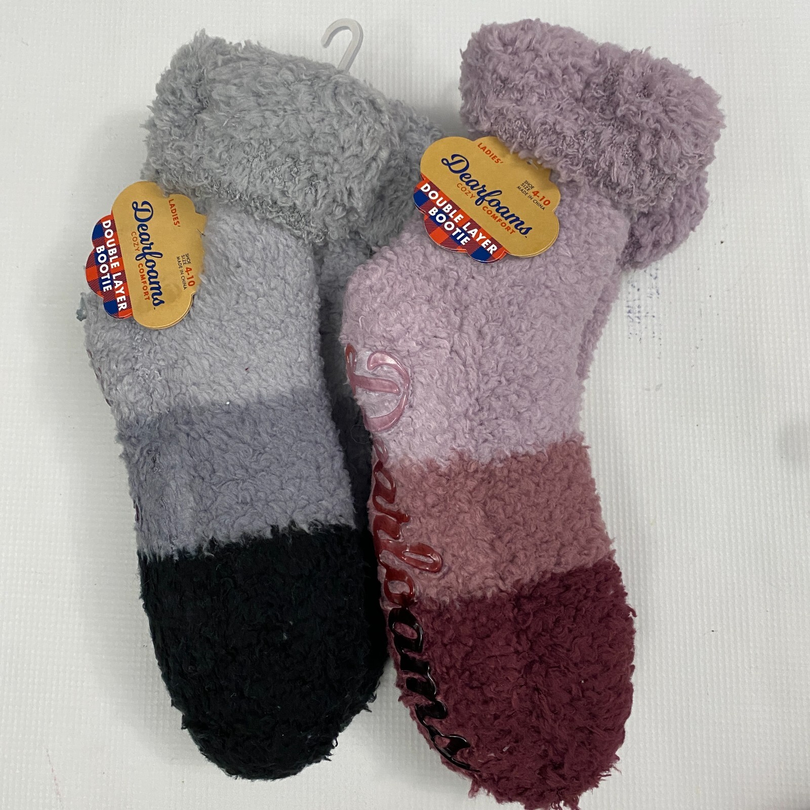 SAOLA Dearfoams stivali doppio strato calze pantofole sfocate 4 10 suola antiscivolo da donna 2 paia