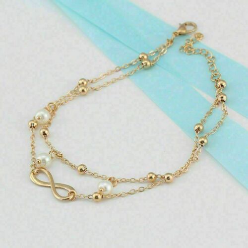 Pulsera tobillera mujer 925 plata esterlina cadena pie boho playa oro - Imagen 16 de 20