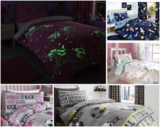 Kids Bedding Sets Single or Double Bed Sets Rainbow Unicorns Space Football