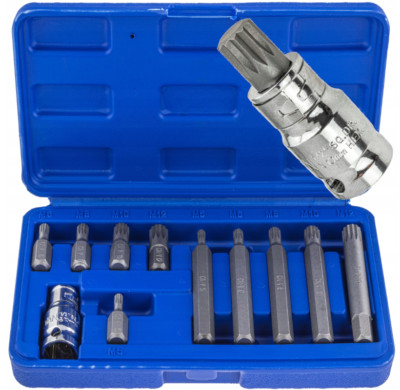 Innen Vielzahn Spline Bits 12-kant Steckschlüssel Bitsatz  11-tlg 3/8'' 1/2''
