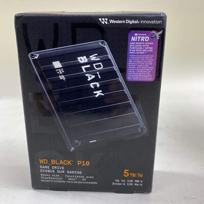 New Western Digital WD BLACK P10 Game Drive 5TB HDD WDBA3A0050BBK-WEWM