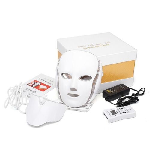 Maschera viso collo fotone luce led 7 colori ringiovanimento pelle terapia viso rughe - Foto 9 di 23