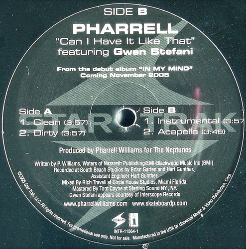 PHARRELL / GWEN STEFANI "CAN I HAVE IT LIKE THAT" 2006 VINYL 12" 4 MIXES SEALED! - 第 2/5 張圖片