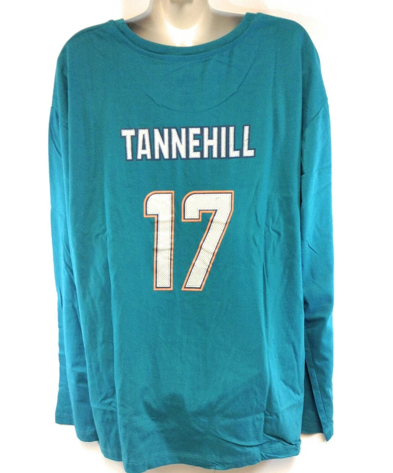 Camiseta Feminina NFL Majestic Miami Dolphins Ryan Tannehill #17 Aqua Manga Longa - Imagem 2 de 4