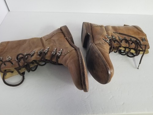BED STU Goodyear Welt Seal Brown Distressed Leather Lace Up Boots Women Size 9 - Picture 7 of 16