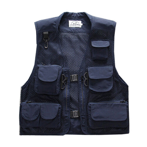Womens Men Mesh Utility Vest Jacket Waistcoat Fishing Gilet Multi Pocket Classic - Picture 17 of 17