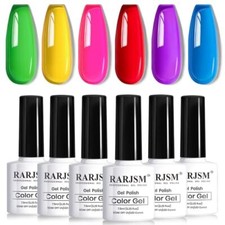 Jelly Gel Nail Polish Set, 6PCS Neon Colors - Green, Yellow, Hot Pink, Red, Blue