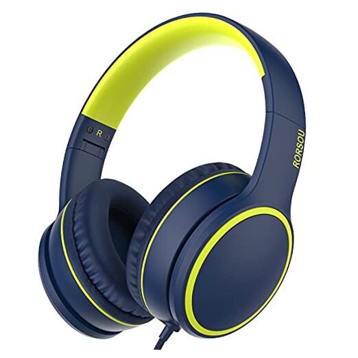 R10 Lightweight Folding On-Ear Headphones with Mic and Stereo Bass in Blue-image