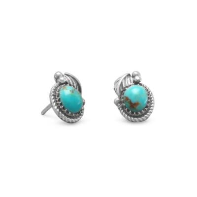 Sterling Silver Southwest-style Simulated Turquoise Stud Earrings