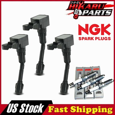 3 Ignition Coil + 3 NGK IRIDIUM Spark Plug For Ford Focus Fiesta EcoSport 1.0 L3