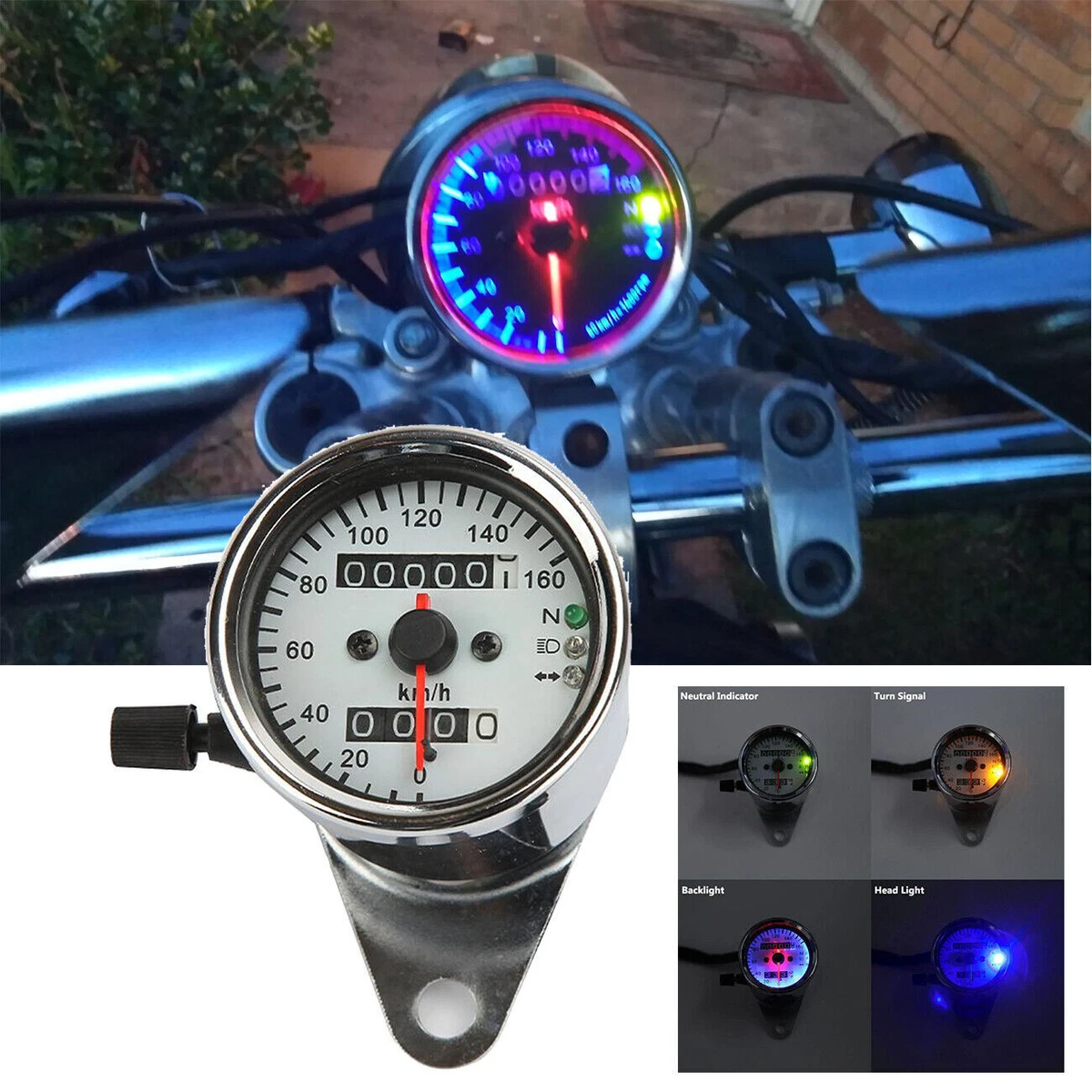 Motorcycle LED Backlit Dual Speedometer For Yamaha V Star 650