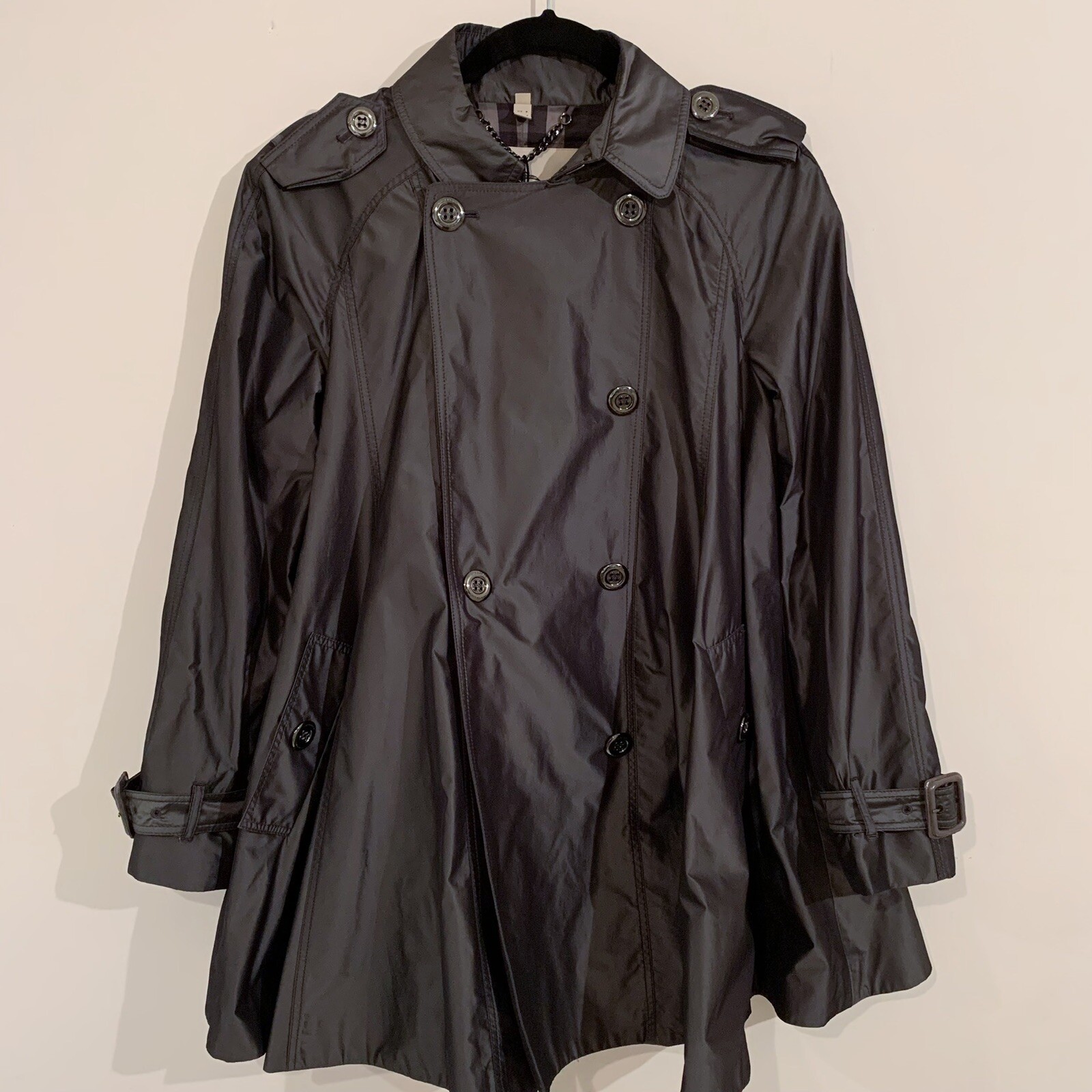 Burberry Dark Grey Trench Coat sz 6 Gem