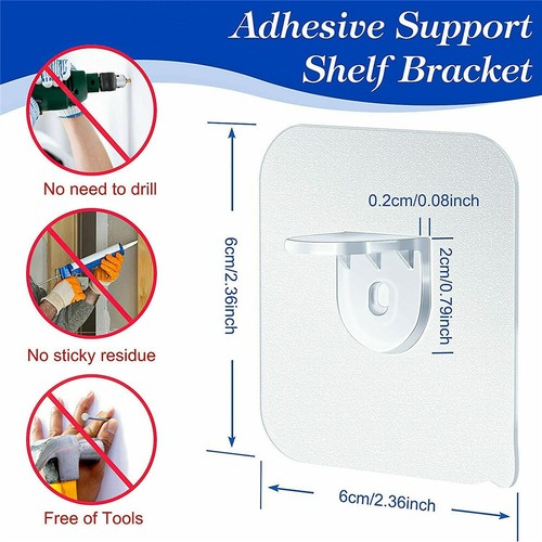 2-10x Shelf Support Adhesive Pegs Punch Free Closet Cabinet Shelf Support Clips - Picture 5 of 15