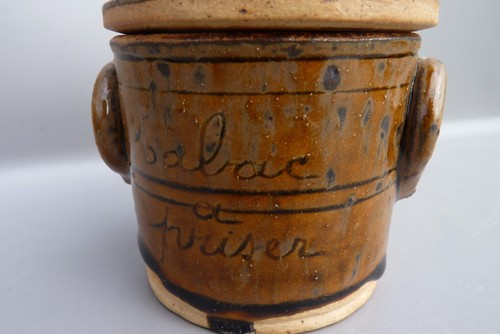RARE GRES DE PUISAYE POT COUVERT A TABAC patronyme Marcel NORMAND 1906 art pop - Foto 5 di 20