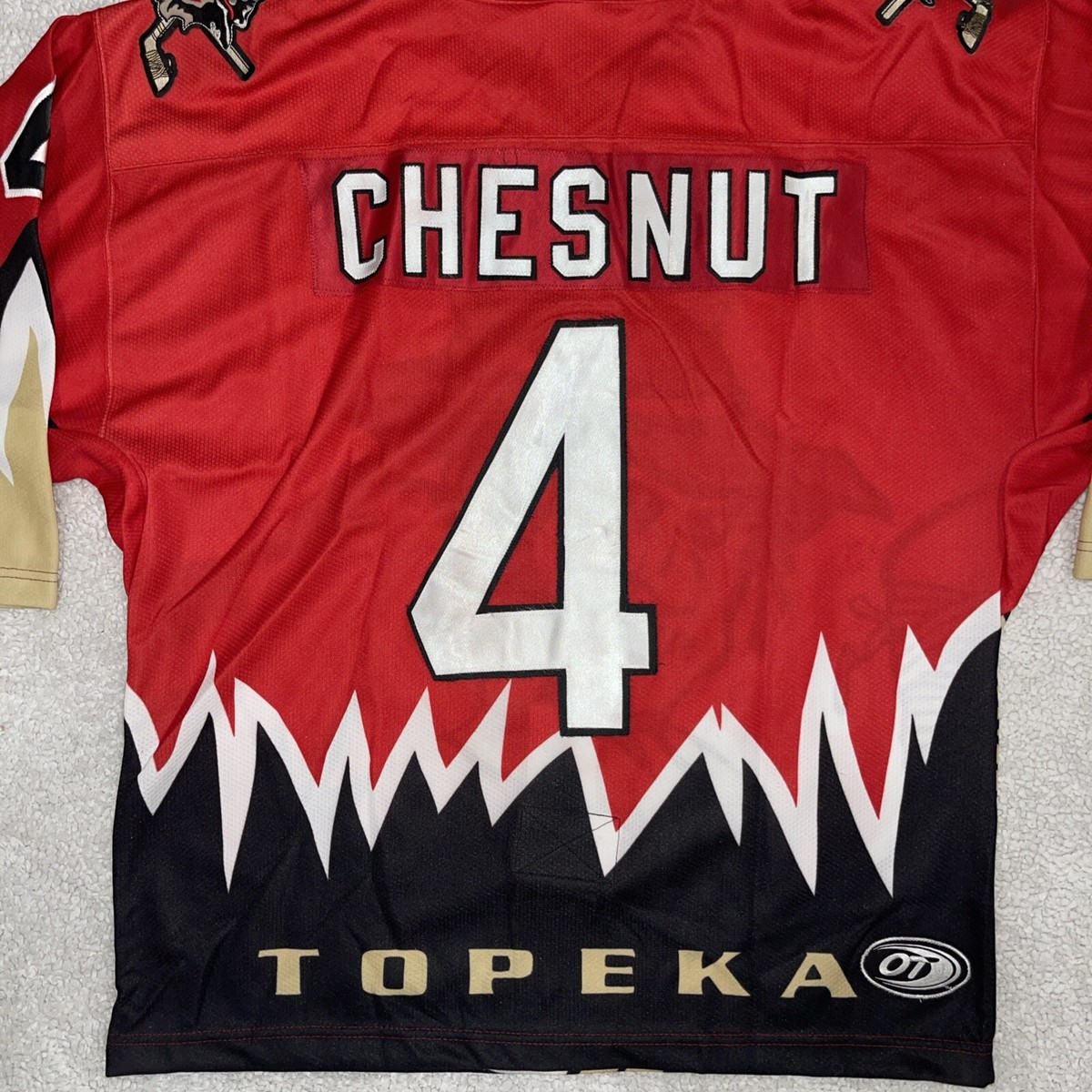 Super Rare #1/1 Jim Chesnut Topeka Scarecrows Hockey Jersey Size