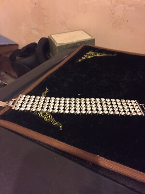 Armband aus weißem Metall und Kristall - 8 Zoll