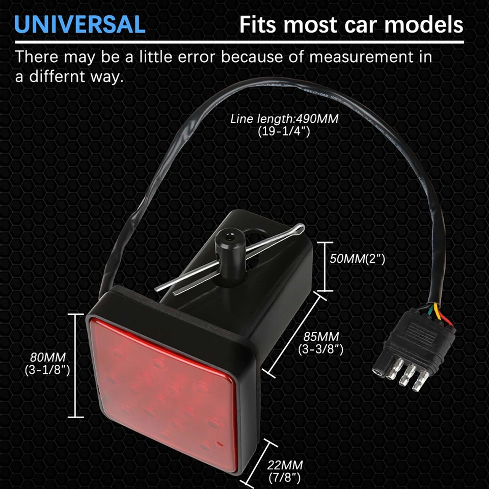 12 LED Brake Light Trailer Hitch Cover Towing & Hauling 2" Receiver For Truck RV - Изображение 2 из 4