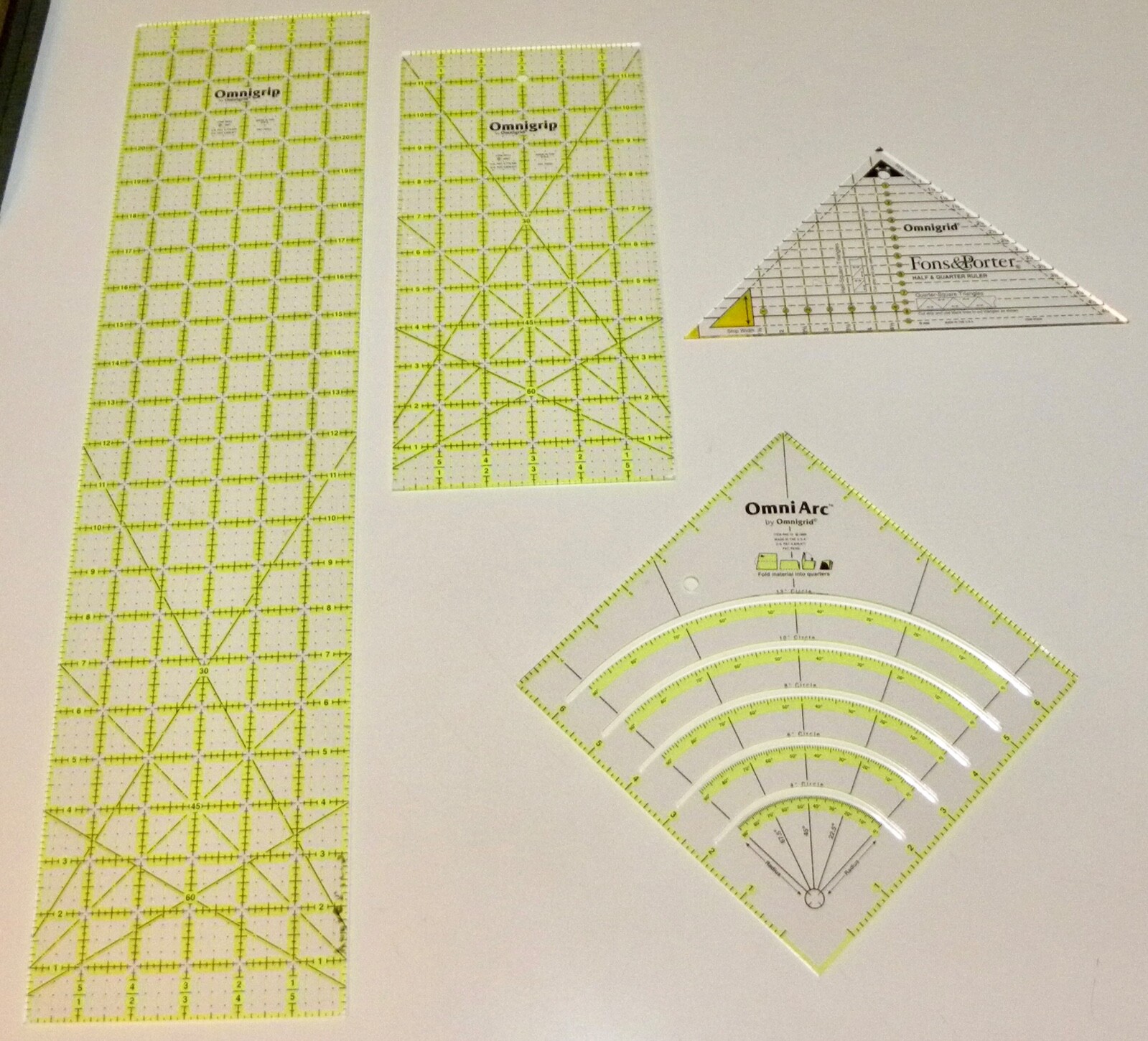 LOT Omnigrid OMNIGRIP Quilting Ruler (NonSlip Green) OMNIARC, FONS