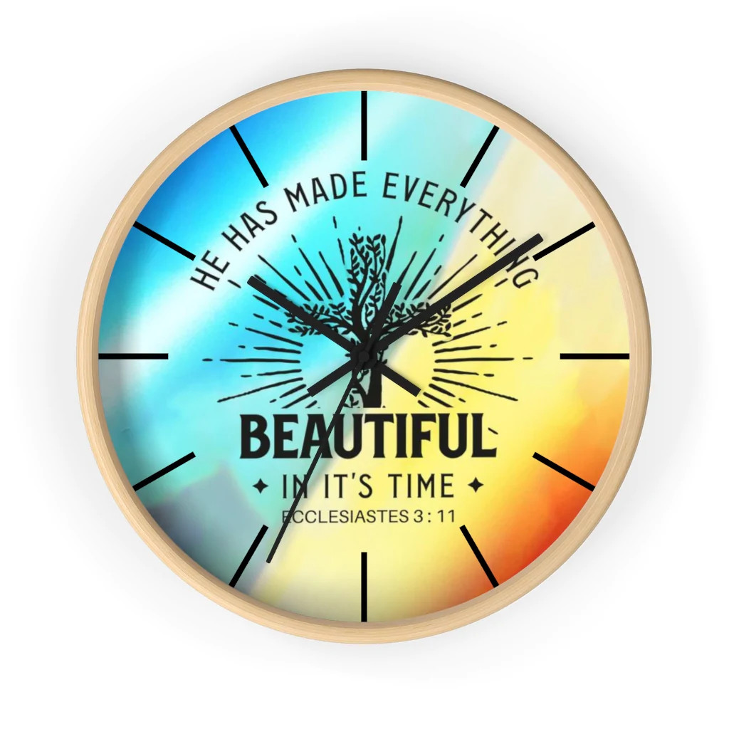 Wall Clock Rainbow Background "He Has Made Everything Beautiful"