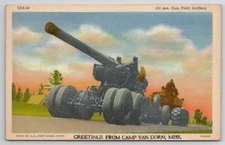 Camp Van Dorn MS 155mm Gun Field Artillery Mississippi Greetings Postcard E49