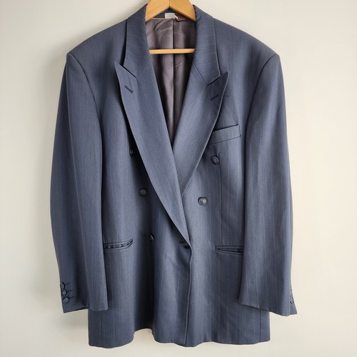 Vintage TIP TOP Wool Blazer XL Shoulder Pads 80s Gray Suit Jacket Made In Canada - Picture 5 of 23