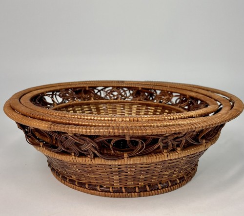 Wicker Rattan Intricate Weave Nesting Baskets Set of 3 Size Range 9.5”-11” - Picture 4 of 6