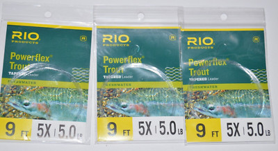 Streamer Leaders Rio 3 packs rio powerflex trout tapered leaders 9ft 5x 5lb nymphs flies ...