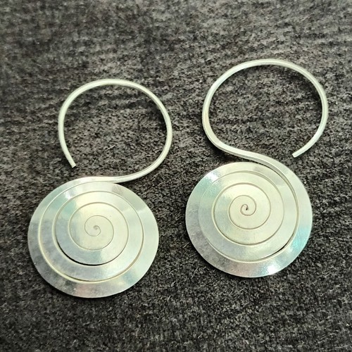 FINE SILVER EARRINGS VINTAGE CRAFT DANGLE ARTISAN 6g MINIMAL FILIGREE #E043 - Picture 4 of 5