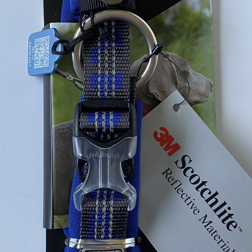 Dog Collar Small New Royal Blue Winhyepet Reflective 3M 13.8” 15.7” Gray Trim - Picture 3 of 9