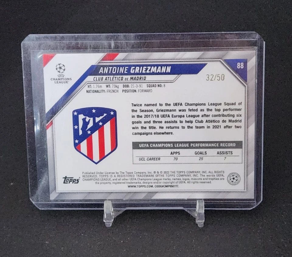 Antoine Griezmann 2021-22 Topps UCL Collection Gold Starball Foil /50 #88 - Image 2 of 3