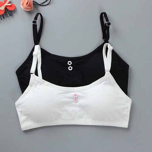 Kids Girls Underwear Sport Training Cotton Puberty Teenage Breathable Bra 2Pcs