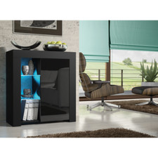 Image of Sideboard TV Unit 75cm Modern Cabinet TV Stand High Gloss Doors With Free LED
