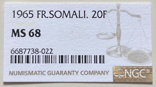 FRENCH SOMALILAND: 1965 20 Francs PCGS MS65 — FORMER NGC MS68, FAIRLY IMMACULATE - Picture 5 of 7