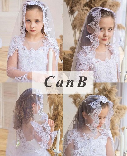 Flowergirl Lace Veil 1 Tier First Communion Veil with Comb Bridal Elbow lengt... - 第 7/7 張圖片