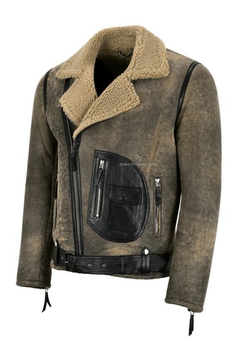 Mens RAF B3 Sheepskin Jacket Real Leather Pilot Flying Shearling Jacket ASTER - Picture 5 of 9