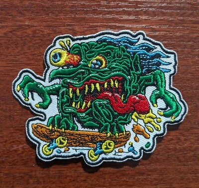 Skater Patch Gnarly Skateboard Goblin Monster Embroidered Iron On 2.75x3.5"