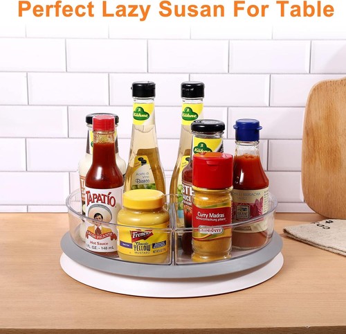 Lazy Susan Turntable Organizer w/3 Acrylic Bins - Pantry, Fridge, Countertop - Picture 6 of 9
