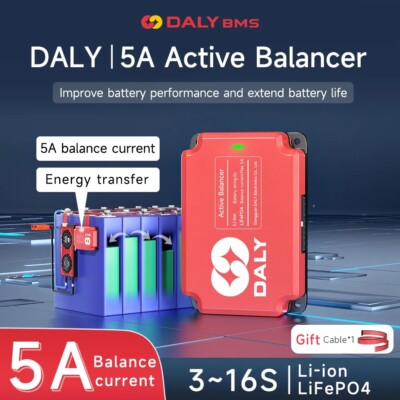 Daly 5A Active Balancer 3S-16S Li-ion LiFePo4 Battery Equalizer Board Safe AUK