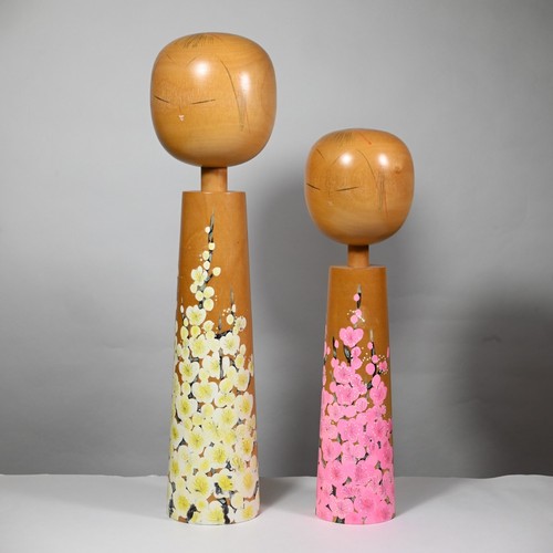 Master TAKAHASHI HASHIME Kokeshi Pair, Signed, 1970s Japan - X-Large: 18", 5 lbs - Picture 7 of 14