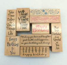 Hero Arts Rubber Stamp Lot Happy Birthday Borders Time to Enjoy Friends Flowers