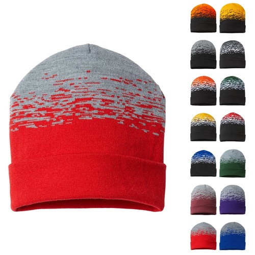 CAP AMERICA 12" Knit Jacquard Static Pattern Beanie 2-Tone Headwear Hat RKS12