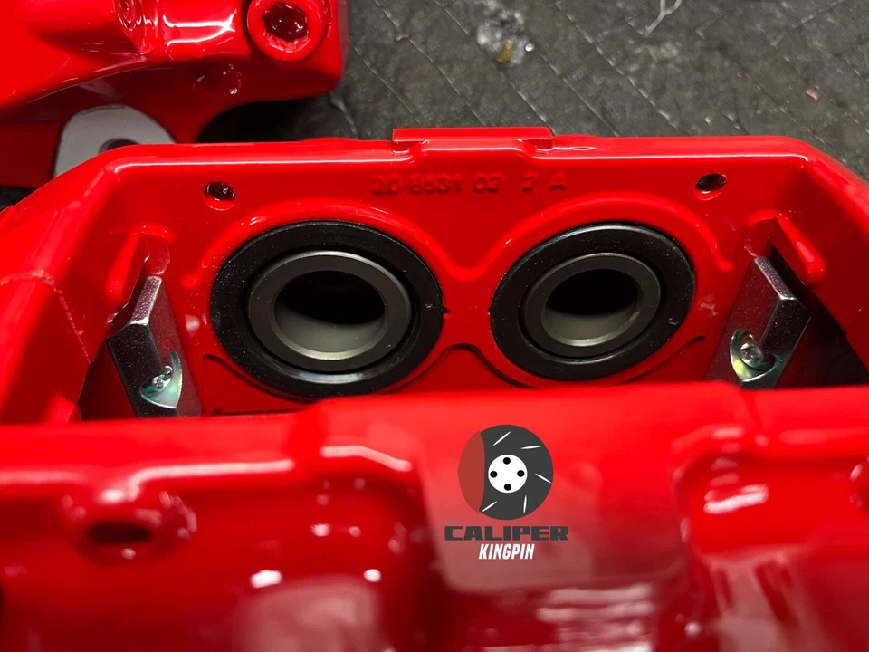 Juego de frenos de pinza delanteros con recubrimiento en polvo rojo brillante Acura TL tipo S 2004-2008 Foto 4 de 4