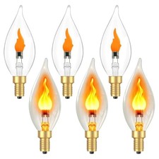 Flame Light Bulbs E12 Candelabra 2 Pack, Realistic Flickering LED Fire Light