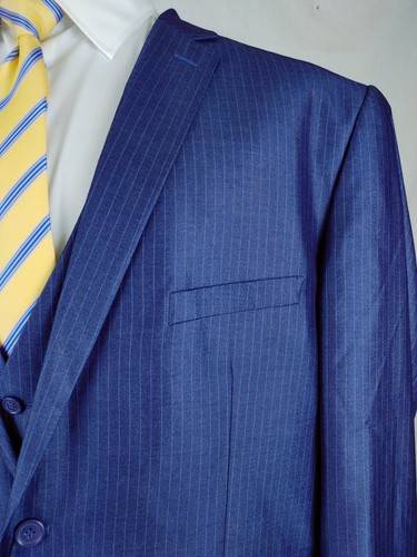Alain Dupetit 3Piece Suit Navy Blue Pinstripe Mens 54R Vest Pants 50W 3pc - Picture 11 of 20