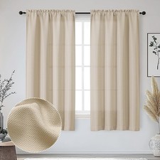 Bob Linen Curtains 63 Inch Length 2 Panels Set for Living Room Bedroom, Light