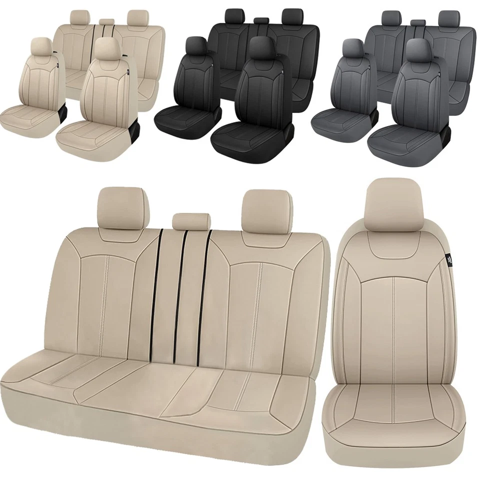 For Ford Leather Car Seat Covers Full Set 5-Seat Front Rear Split Bench Cushion Foto 2 de 4