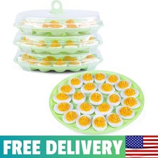 Deviled Egg Containers with Lid, 3PCS Deviled Egg Platter Carrier Holder Tray...